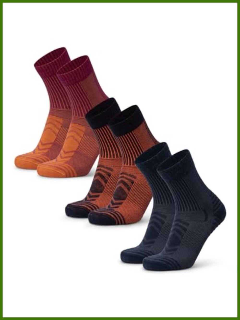 Merino Wool Lightweight Hiking Socks 3-Pack Breathable Crew